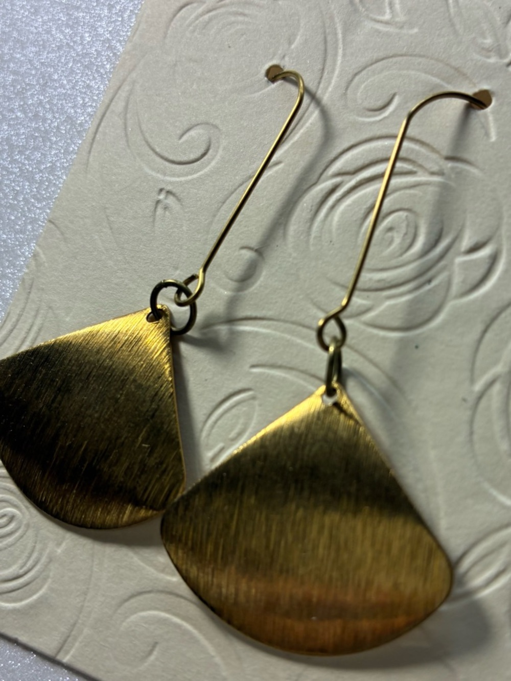 Gold-Tone Brushed Metal Teardrop Drop Earrings